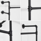 Industrial Pipe Clothes Rack, Heavy Duty Detachable Wall Mounted Black Iron Garment Bar, Clothing Store Display Stands Garment Rack Closet System (125.5 x 93.7inch)