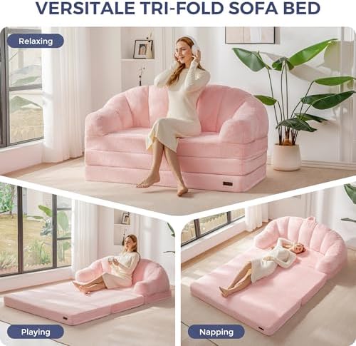MAXYOYO Folding Sofa Bed, 2 in 1 Convertible Sofa to Lounger | Comfy Loveseat...