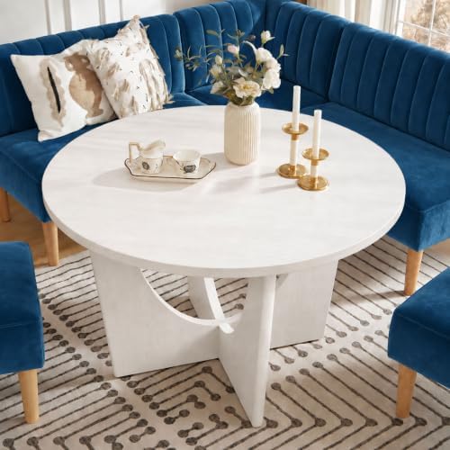Brelice Breakfast Nook Table Set, Farmhouse 5-Piece Round Dining Table Set wi...