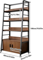 5-Tier Ladder Shelf - Tall Freestanding Wood & Metal Bookshelf for Living Room, Bedroom, Balcony - Stylish Storage Solution for Home Decor
