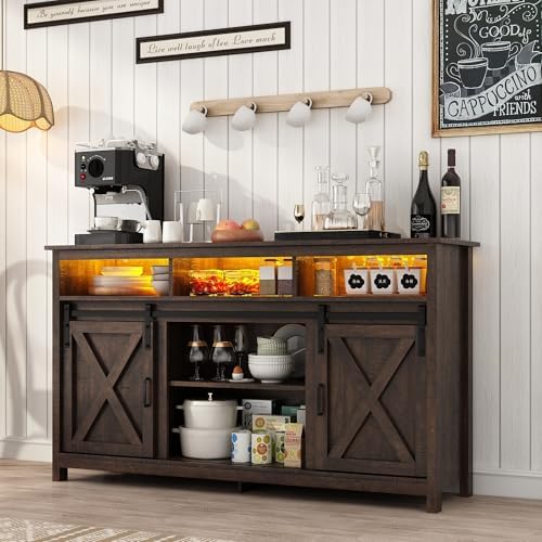Vinctik 6&Fox 57In Wooden Farmhouse Entertainment Center for 60/65 inch T...