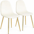 Velvet Dining Chairs with Gold Chrome Legs, Modern Ergonomic Design, Set of 2 (2, Cream White)