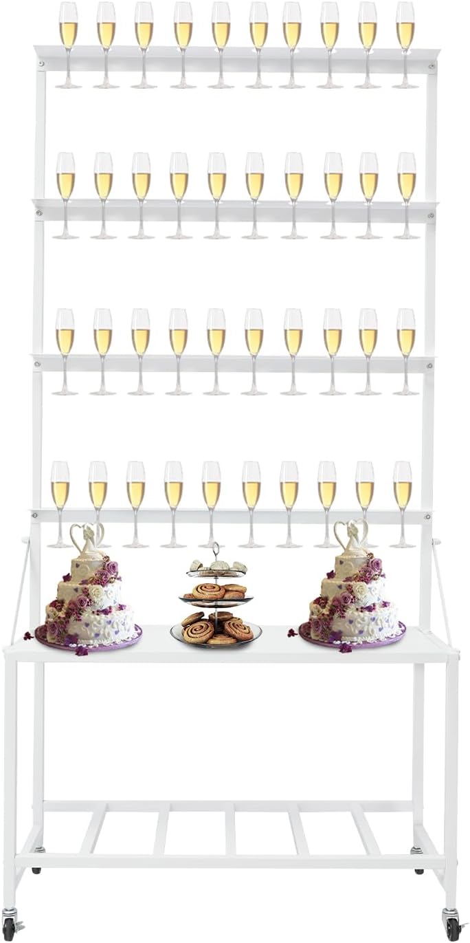 Champagne Wall Holder for Party Hold 40 Glasses, Mobile Champagne Flute Holde...