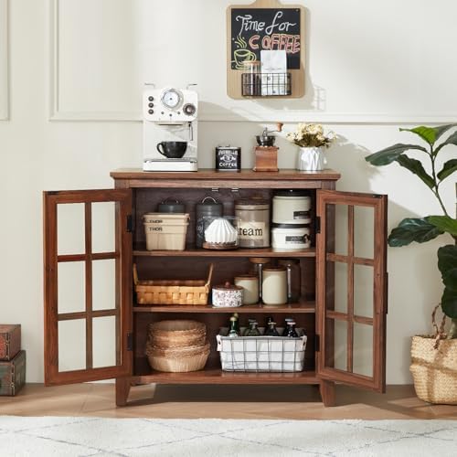 Joaxswe Large Sideboard Buffet Cabinet with Storage, 32" Farmhouse Brown...