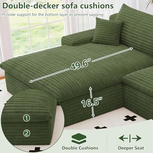 107" Cloud Couch Modular Sectional Sofa for Living Room, U-Shape Couch w...