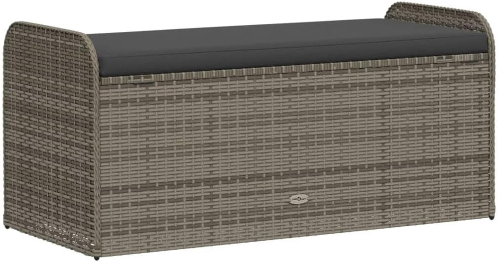Poly Rattan Outdoor Storage Bench with Cushion Gray, 45.3"x20.1"x20...