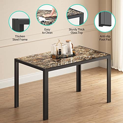Gizoon 5 Piece Glass Dining Table Set, Kitchen Table and Chairs Set for 4