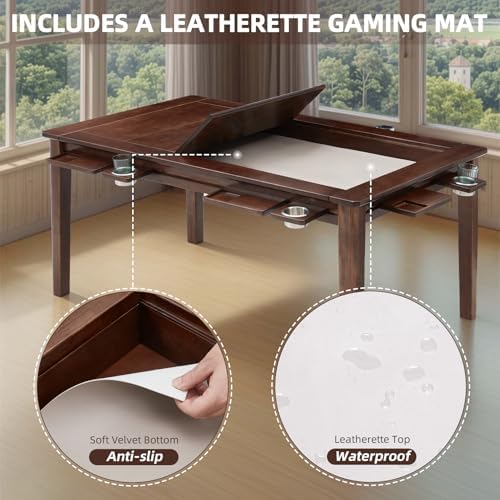 Coperat Solid Wood Board Game Table for 4-6 Players,Dining/Gaming Table w/ 54...