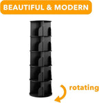 SpaceAid 5 Tier Rotating Bookshelf Tower, Spinning Bookcase Lazy Susan, Revolving 360 Book Shelf Storage Round Carousel, Vertical Rotate Turning Spiral Corner Organizer, Black