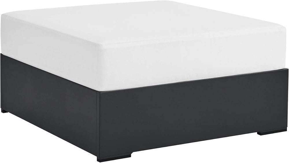 Modway Tahoe Aluminum Ottoman in Gray White with Weather-Resistant Cushion-Id...