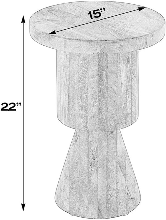 Beaumont Lane 15" Round Solid Mango Wood Side Table, Natural Brown Lacqu...