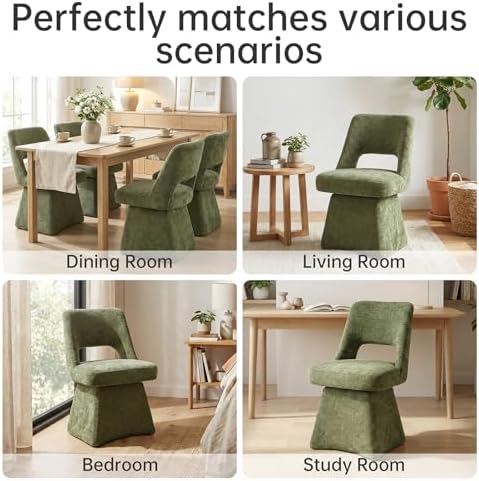 VKNOW Upholstered Swivel Dining Chairs Set of 4 with Curved Open Back
