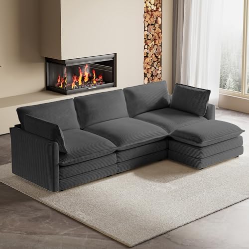 ROWHY 104'' Modular Sectional Cloud Couch with Movable Ottoman, 4 Sea...