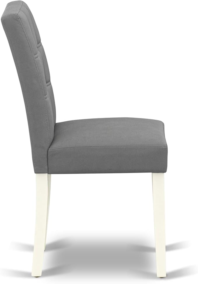 East West Furniture ANAS5-LWH-41 5 Piece Dining Table Set contain A Dinner Table and 4 Platinum Gray Polyester Fabric Kitchen Chairs with Stylish Back- Linen White Finish