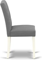East West Furniture LGAS7-LWH-41 7 Piece Kitchen Table Set Contain A Modern Table and 6 Platinum Gray Polyester Fabric Dining Chairs with Stylish Back- Linen White Finish