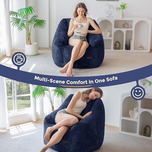 MAXYOYO Bean Bag Chair for Adults, Foam-Filled Floor Sofa for Reading | Bean ...
