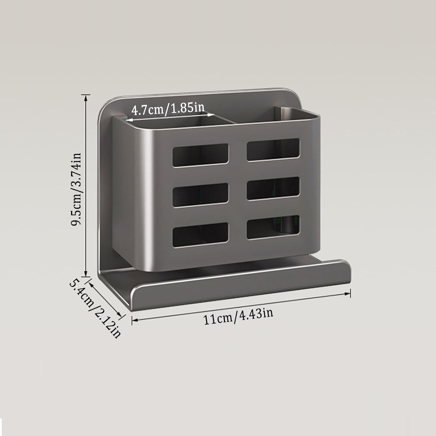 Grey Wall-Mounted Toothbrush Holder, Aluminum Material Shower Shaver Storage Rack, No Drilling Required, Removable Toothpaste Storage Rack
