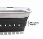 SAMMART 42L (11 gallon) Collapsible Plastic Laundry Basket - Foldable Pop Up Storage Container/Organizer - Space Saving Hamper/Basket (1, White/Dark Grey)
