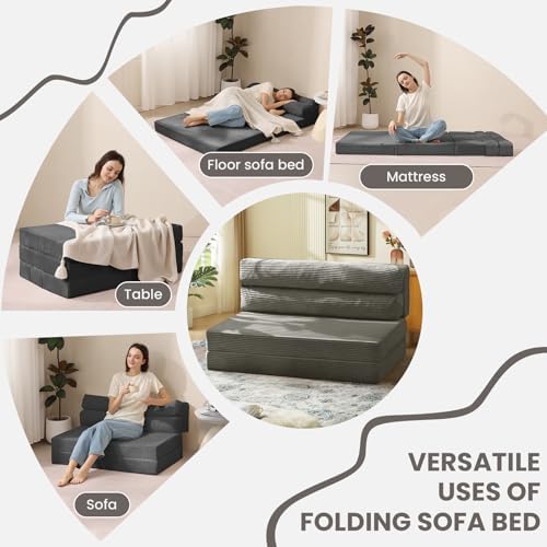 JUIKURY Folding Sofa Bed, Convertible Sleeper Chair with Pilow Foldable Matre...