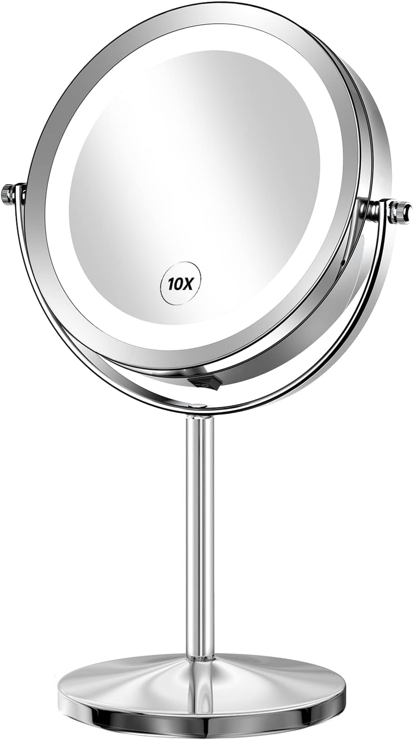 Gospire 7" Lighted 10X/1X Magnifying Makeup Mirror, Cordless Portable
