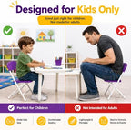 Timmy Kids Plastic Folding Chair, White Kids Chair with Steel Frame, Portable Foldable Child Chair for Classroom, Daycare, Parties & Events, 220 lb Capacity (2, Purple)