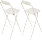 Set of 2 Foldable Bar Stools 29.5 Inch Height - Modern Folding Counter Height Chairs 275 lbs Capacity, PU Cushion for Kitchen, Bar, Cafe (White)