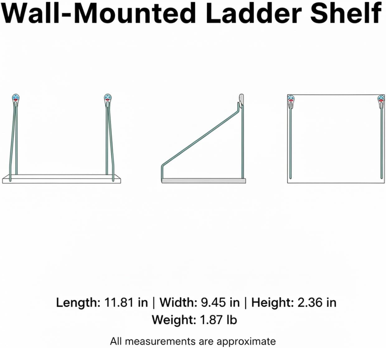 Maximize Vertical Space with Wall-Mounted Ladder Shelf, Paper-Based Composite Storage Unit for Bedroom or Living Area, White Finish (1 Piece)