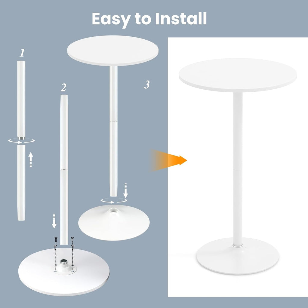 Giantex 6-Pack 2-in-1 Bar Table with Detachable Pole, Metal Base, 24" Round Top, 40"/22" Two Convertible Height, Cocktail Pub Table for Bistro, Dining Room, Restaurant, Kitchen, White