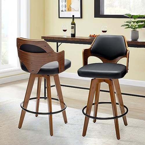 MEKLIBA Swivel Bar Stools Set of 2,30 Inch Bar Height Bar Stools,Upholstered ...