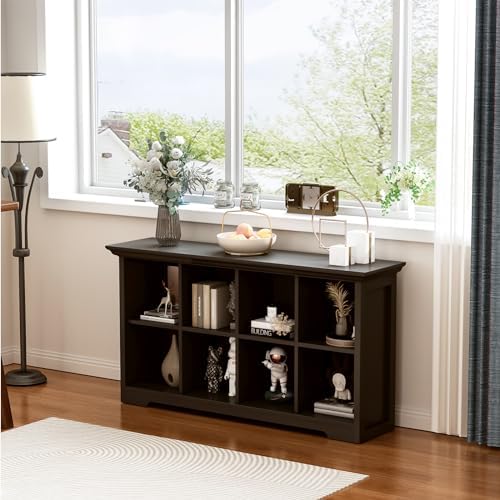OSCHF 8-Cube Open Bookcase with Base, 2-Tier Low Cabinet, Black