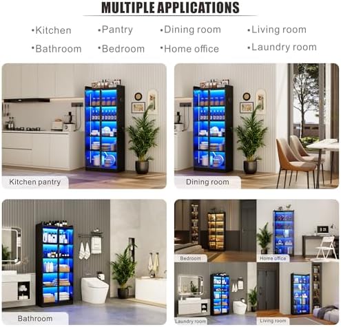 Dystler 5-Tier Display Cabinet with Glass Doors and Adjustable Shelves