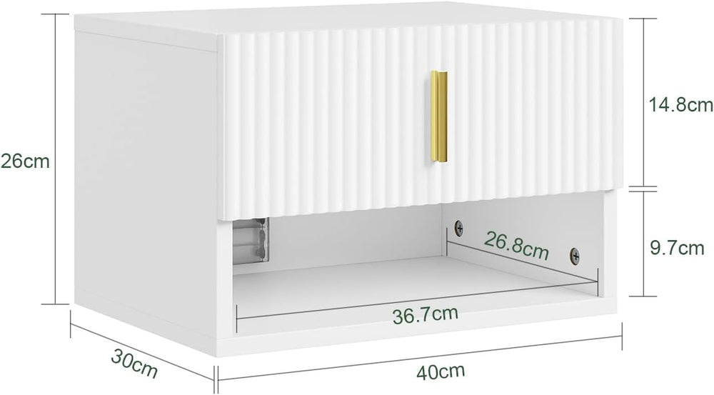 SoBuy Floating Nightstand with LED Sensor Light | Slim Wall Mounted Bedside T...