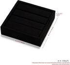 Black Velvet 3-Slots Jewelry Ring Display Tray Showcase Small Jewelry Display Organizer Tray for Rings(S)