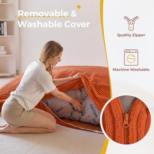 MAXYOYO Giant Bean Bag Chair with Pillow, 3 in 1 Convertible Bean Bag Chair |...