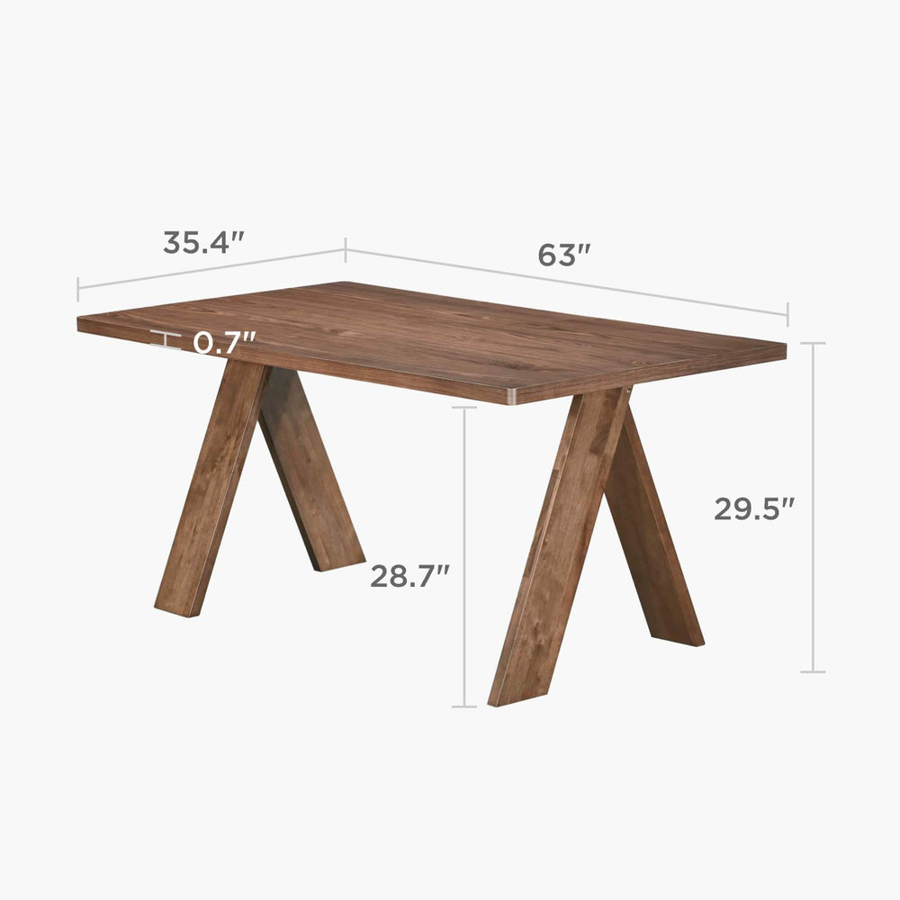 Acanva Farmhouse Rectangular Dining Table for 6 People, Modern Mid-Century Wa...