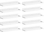 Lifewit Floating Shelves for Wall, 10 Pack White Acrylic Shelf 15" Room Decor for Bookcase/Vinyl Record Display/Photo/Picture in Bedroom, Living Room, Bathroom, Kitchen Storage and Organization
