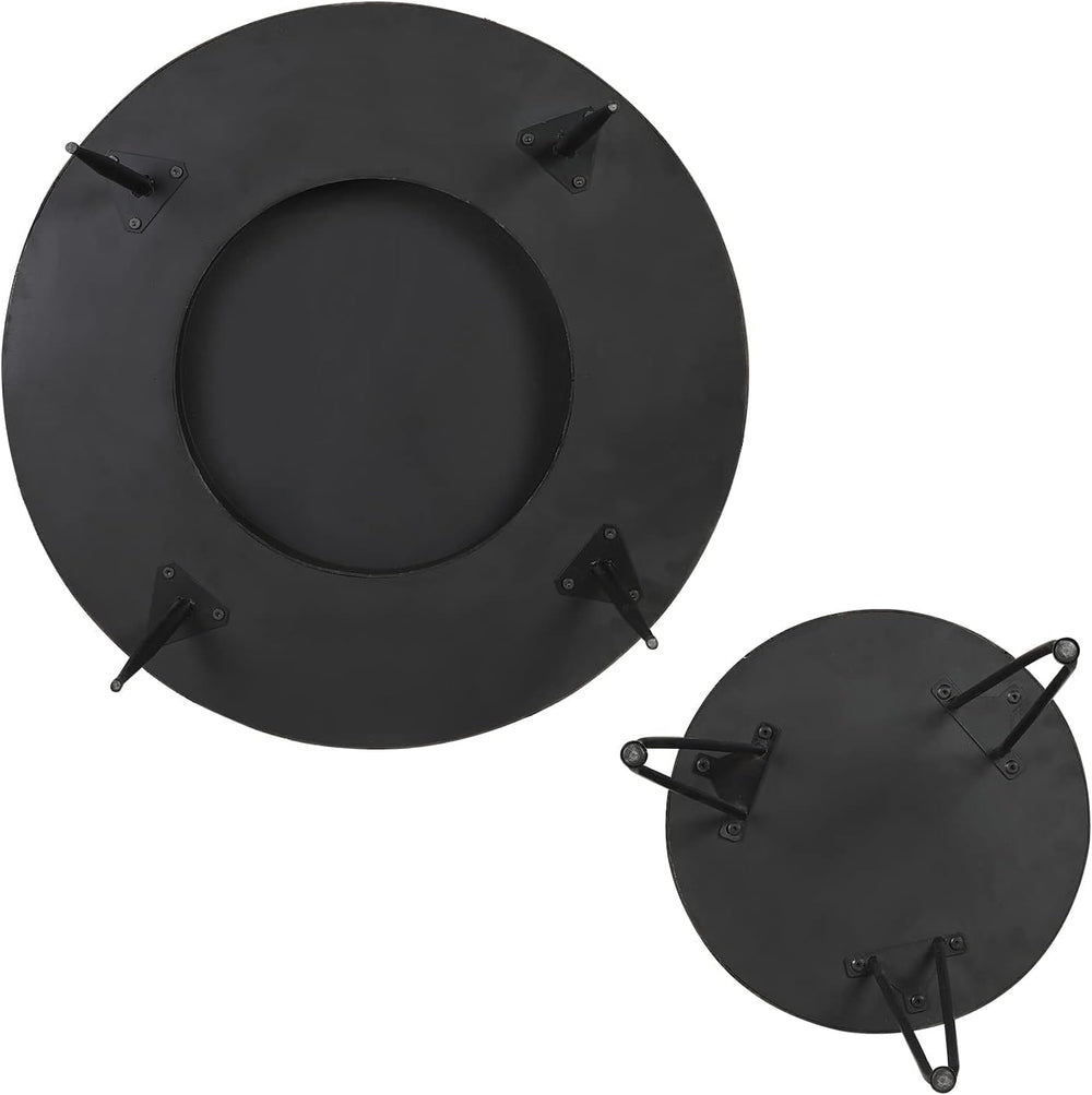 RUSTOWN Farmhouse Round Coffee Table Set of 2, Cocktail Table Sets | Modern C...