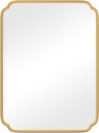 30" x 40"Gold Bathroom Mirror for Over Sink, Modern Rounded Corner Rectangle Wall Mirror for Bathroom Vanity Decorative with Non-Rusting Iron Metal Framed (Horizontal/Vertical)