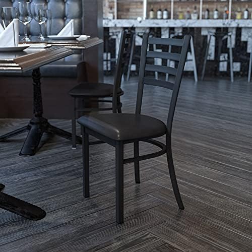 Flash Furniture HERCULES Series Black Ladder Back Metal Restaurant Chair - Bl...