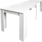 KEIKI 20”-118.5”L Extendable Foldable Dining Room Table for 1-10 People, Wood Modern Rustic Rectangle Expandable Kitchen Living Meeting Room Furniture, 6 Tabletop Length Options, White