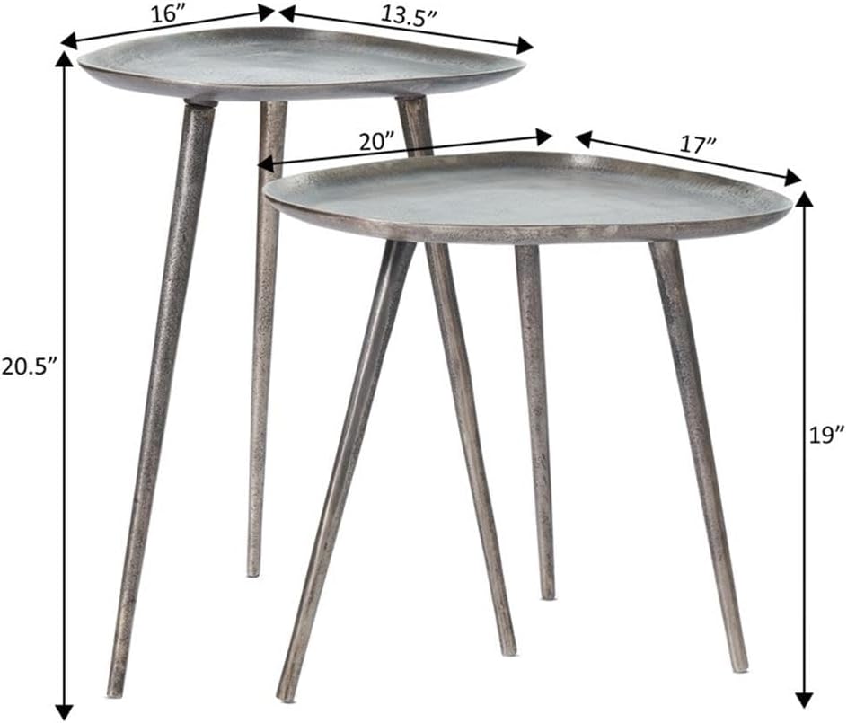 Convenience Concepts Bali Metal Nesting End Tables in Silver Metal Finish
