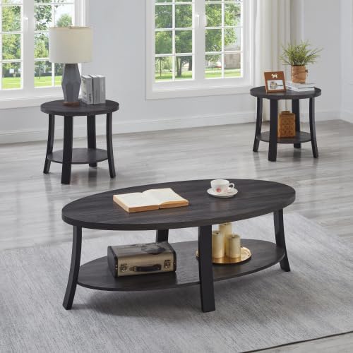 3-Piece Table Sets, Wooden Coffee Table for Living Room | 3 Pieces Living Roo...