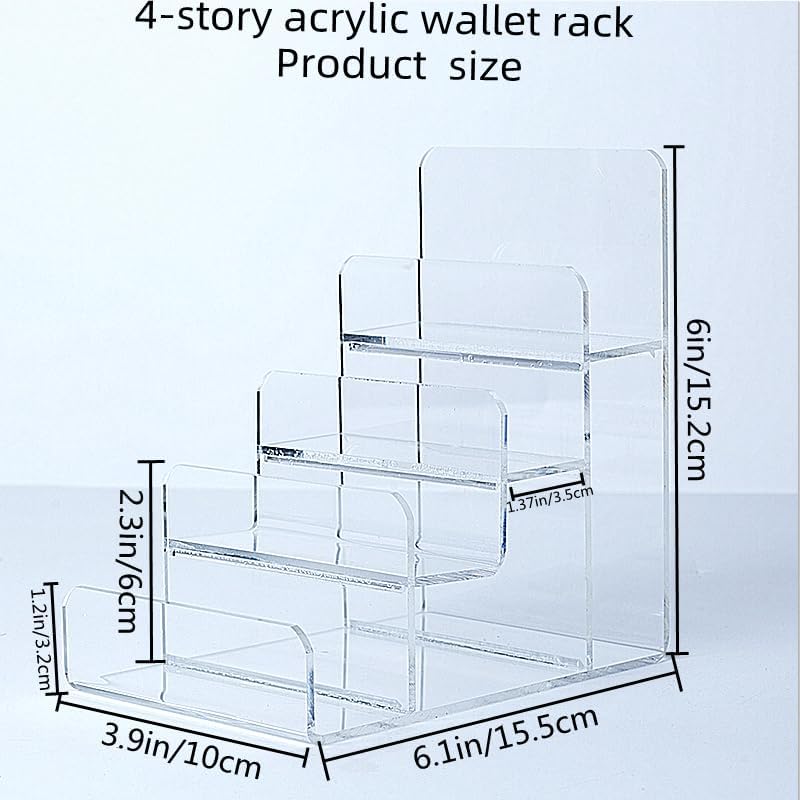 Acrylic Wallet Display Stand Purse Handbag Organizer, Clear Jewelry Riser Display Stand Purse Display Rack, Acrylic Display Shelf for Cosmetic Perfume Jewelry Sunglasses Handbag (4 Tier)