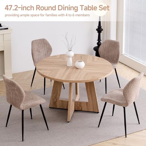 47 in Round Dining Table Set for 4, Kitchen Table and Chairs