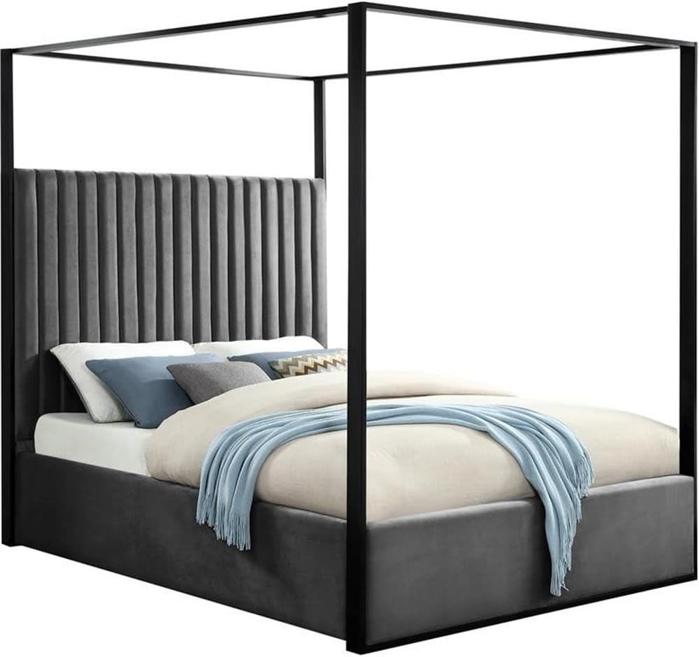 Meridian Furniture JaxGrey-K Jax Collection Modern | Contemporary Velvet Upho...