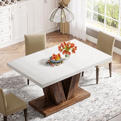 Tribesigns 47-Inch Dining Table for 4, White Kitchen Dinner Table with Heavy ...