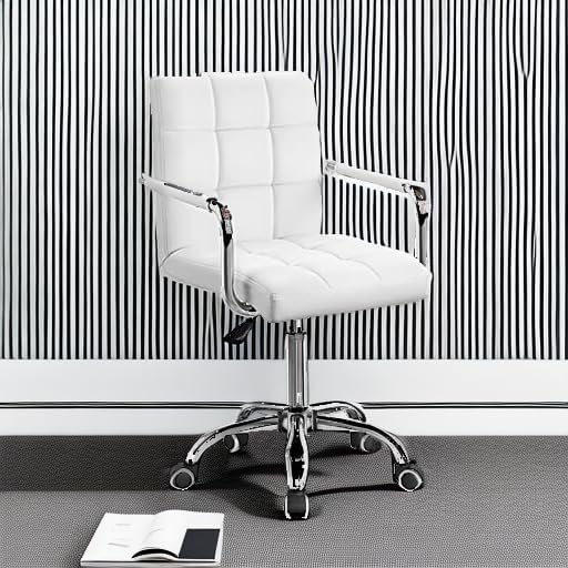 Furmax Vanity Office Chair with Wheels, Makeup PU Leather Executive Chair Mod...