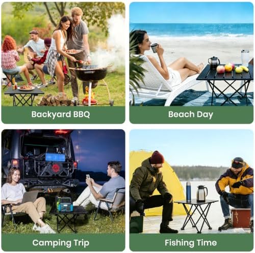 2 Pack Camping Table Foldable, Portable Folding Beach Table, Black-S | Ultral...