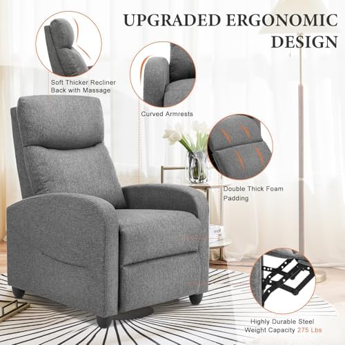 OLIXIS Recliner Chair, Reclining Sofa Chair with 3 Adjustable Angles