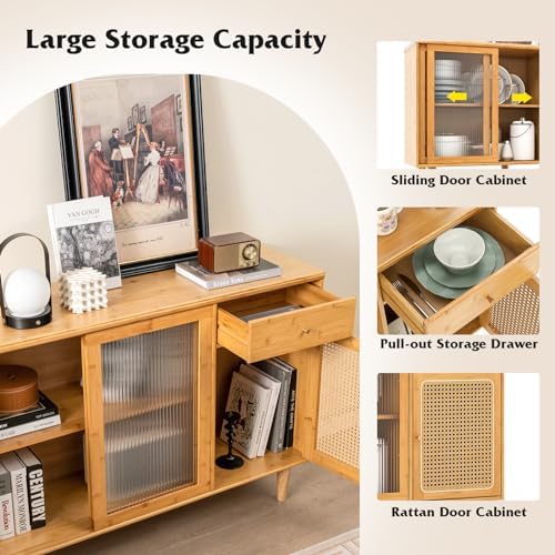 LOKO Modern Buffet Cabinet, Boho Coffee Bar Cabinet